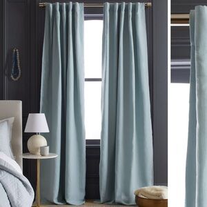 NWOT QUINCE Set 2 48x96 European Linen Room Darkening Curtains Light Blue 3936